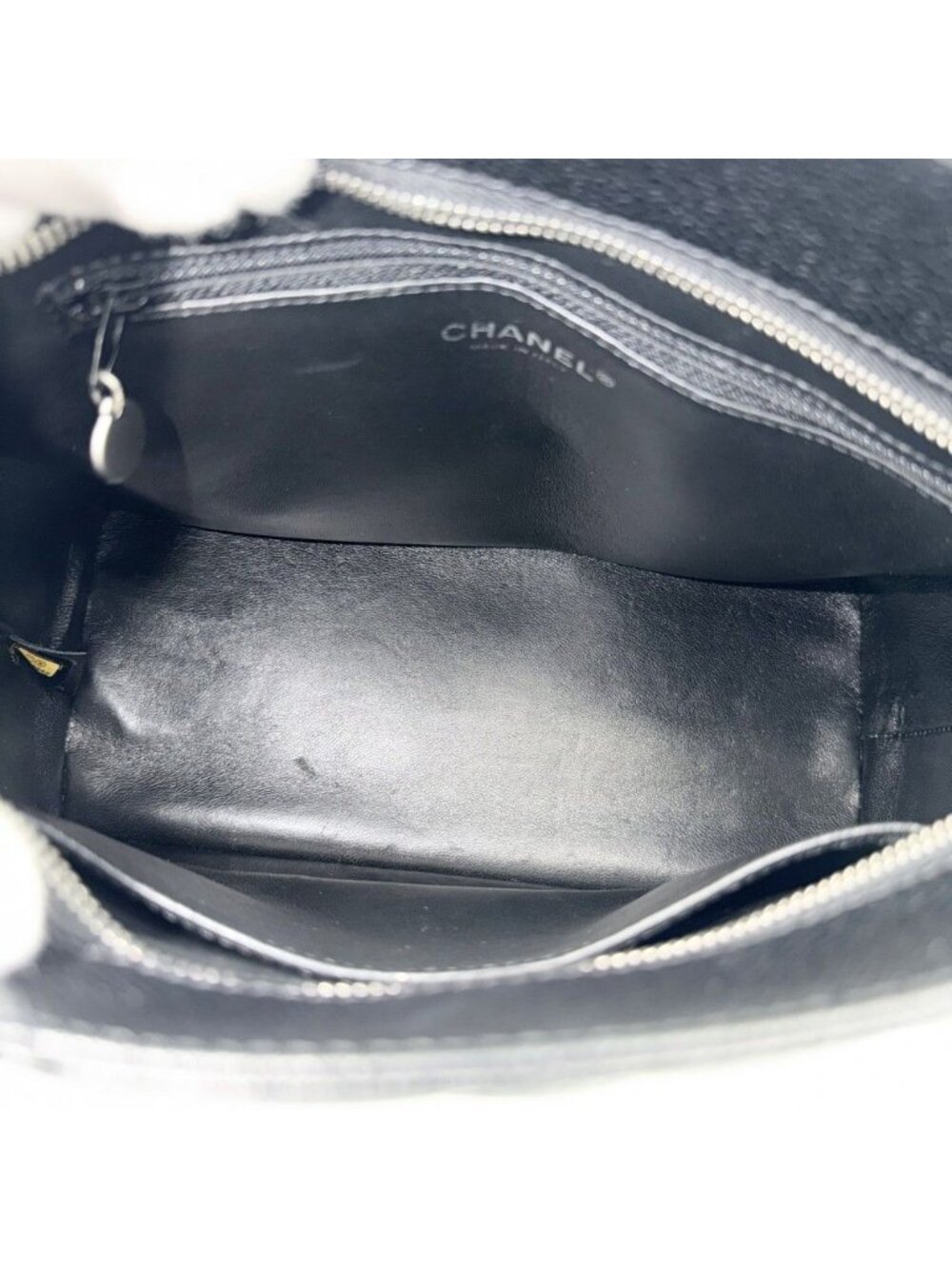 Chanel Handbag Quilted Medallion Tote CC Logo Shoulder Caviar Leather Black - Picture 4 of 10